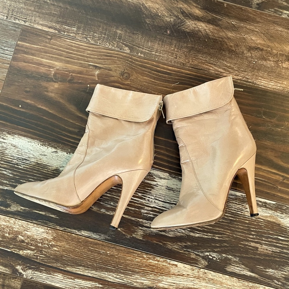 Vintage Italian Leather Booties, Camel, size 5.5